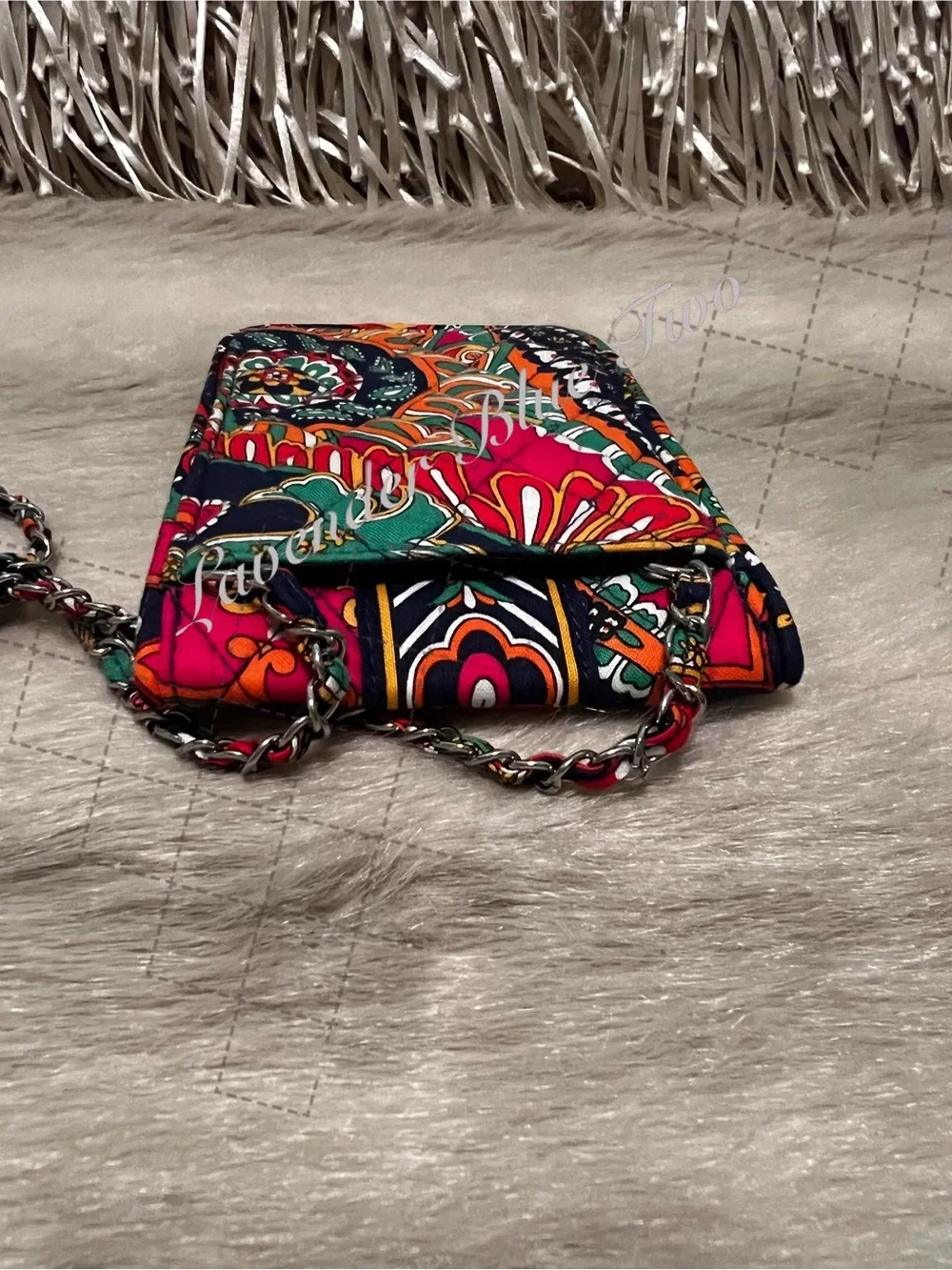VERA BRADLEY Venetian Paisley 2012 Mini Cellphone Crossbody Chainlink Navy Red